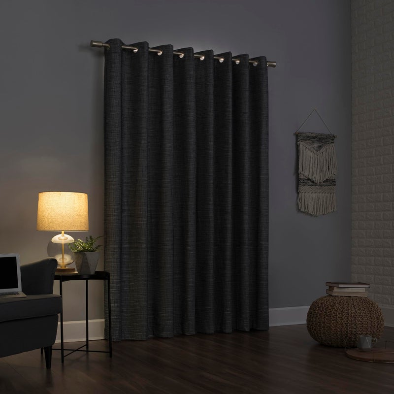 Sun Zero Brooks Burlap Weave Thermal Extreme Total Blackout Grommet Curtain Panel, 52" x 84", Navy/Denim Blue - Image 2